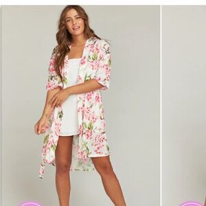 Show Me Your MuMu Garden of Blooms Brie Belted High-low Floral Robe Kimono